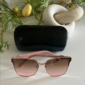 Chanel Pink Sunglasses with Metallic Frames